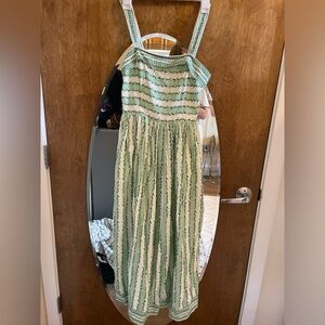 Max Studio Green and White Striped Midi Dress